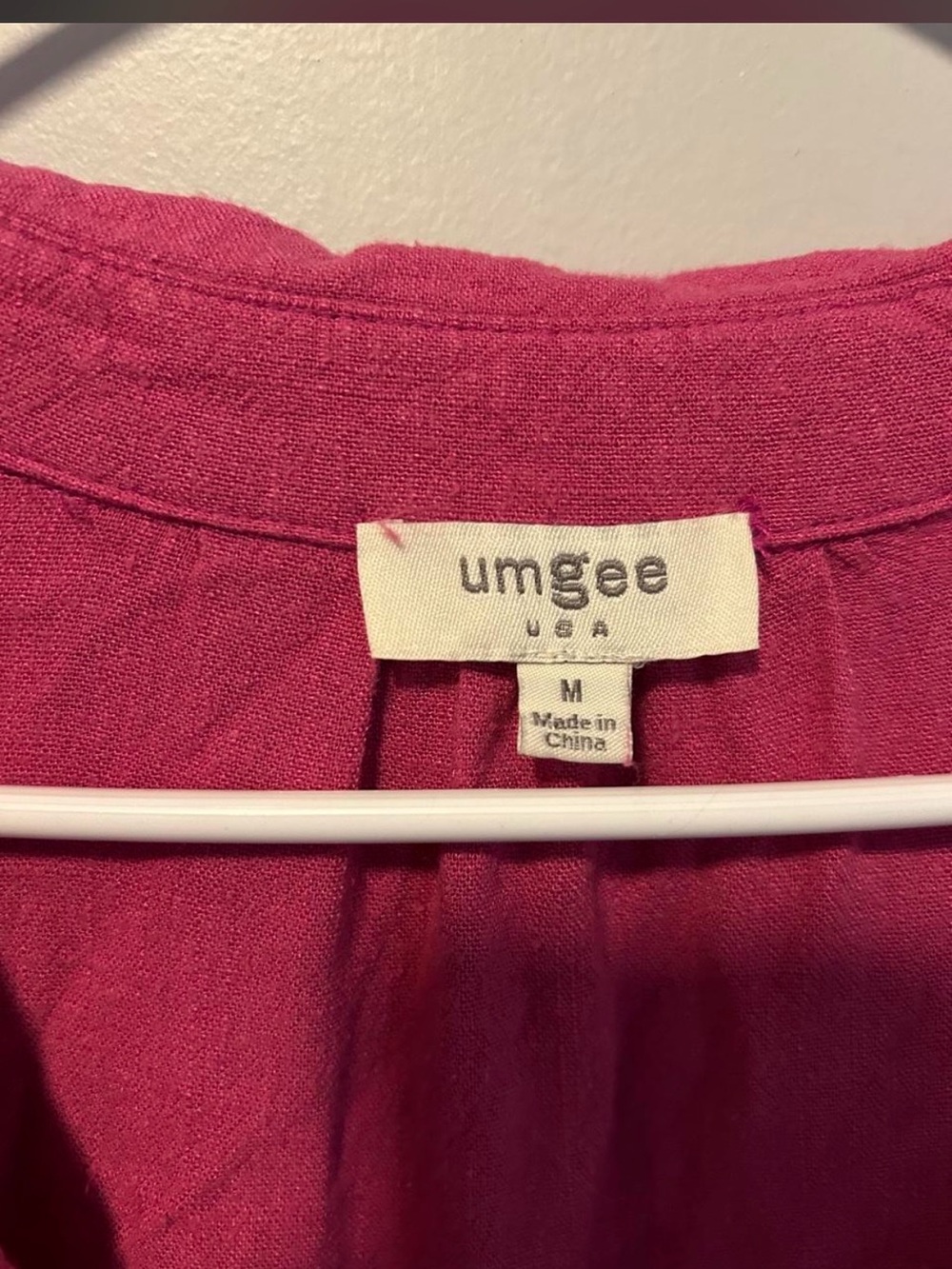 Umgee Raspberry Short Sleeve Tunic with Ruffle Trim - Picture 2 of 3